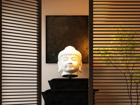 Neo-Chinese Style Buddha Head Plaster Sculpture