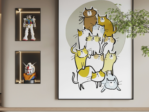 Modern Cartoon Hanging Paintings Cat Hanging Paintings Animation Hanging Paintings