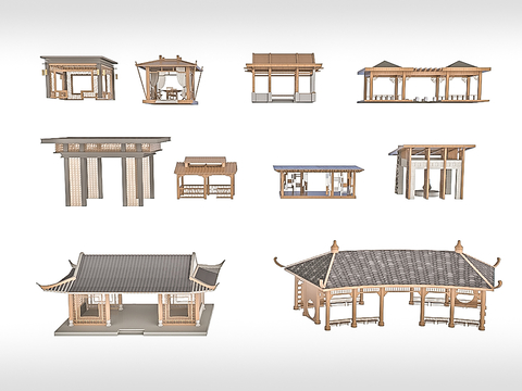 Chinese style square pavilion porch pavilion