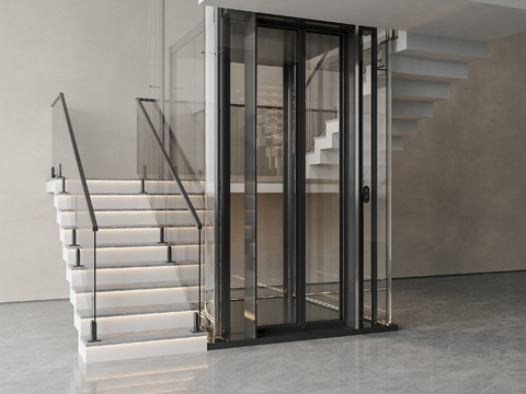 Modern Glass Railing Stair Elevator Villa Elevator Sightseeing Elevator