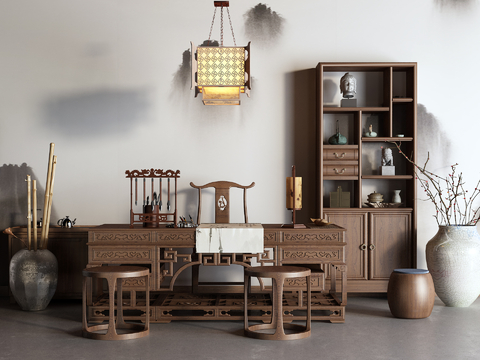 Chinese-style desk bookcase