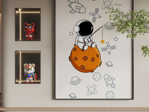 Modern Cartoon Hanging Painting Animation Hanging Painting Astronaut Hanging Painting