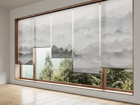 New Chinese Ink Painting Roller Curtain Landscape Painting Roller Curtain Zen Roller Curtain