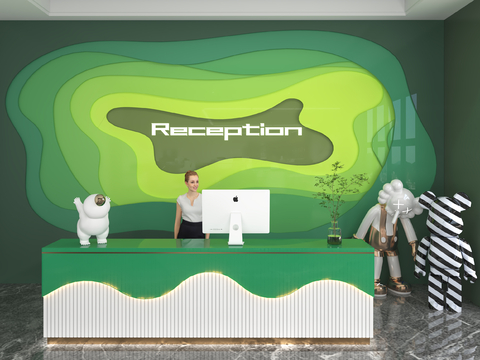 Modern Front Desk Reception Desk Information Desk Office Background