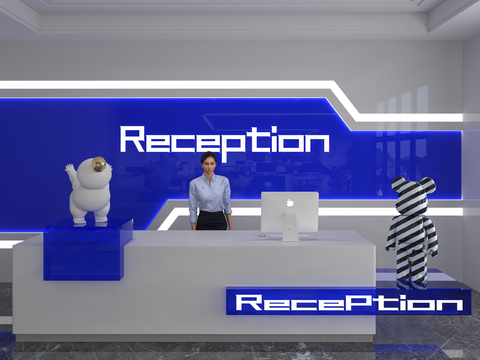 Modern Front Desk Reception Desk Information Desk Office Background