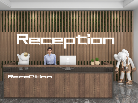 Modern Front Desk Reception Desk Information Desk Office Background