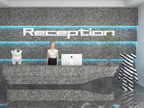 Modern Front Desk Reception Desk Information Desk Office Background