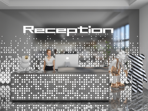 Modern Front Desk Reception Desk Information Desk Office Background