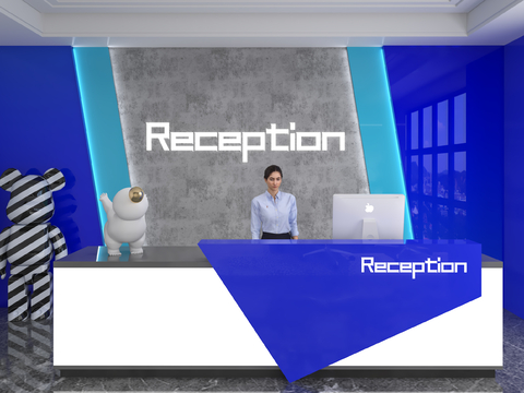 Modern Front Desk Reception Desk Information Desk Office Background