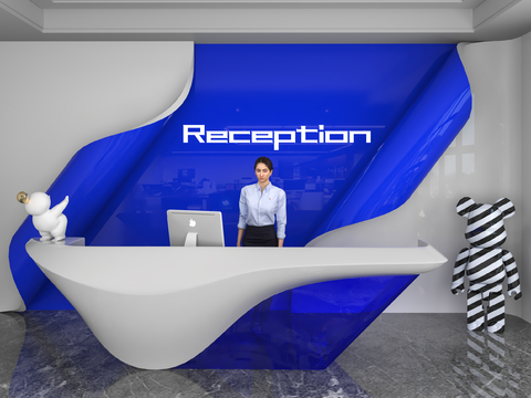 Modern Front Desk Reception Desk Information Desk Office Background