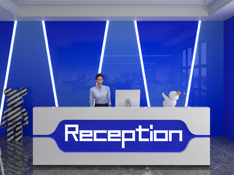 Modern Front Desk Reception Desk Information Desk Office Background