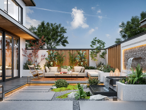 Modern Villa Courtyard Garden