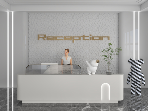 Modern Front Desk Reception Desk Information Desk Office Background