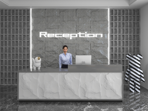 Modern Front Desk Reception Desk Information Desk Office Background