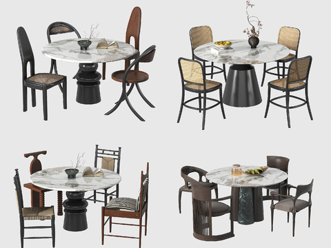 Middle style dining table and chair round dining table