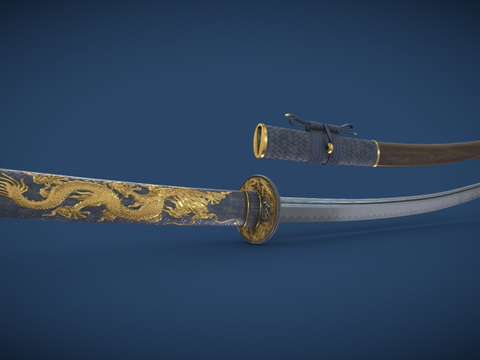 Japanese-style dragon blade samurai sword scabbard