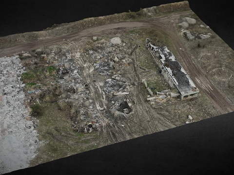 War zone scene ruins trenches