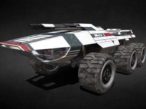 Sci-fi six-wheeler combat vehicle