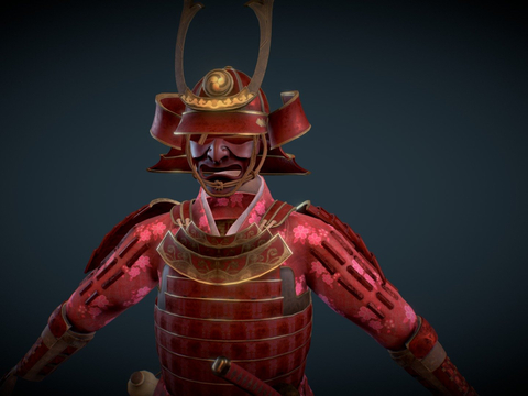 Anime Character Red Samurai Warrior