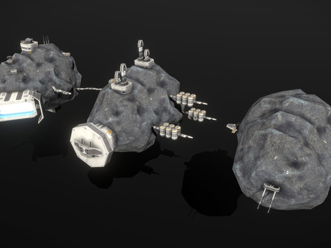 Asteroid Station Sci-Fi Station Animation Props