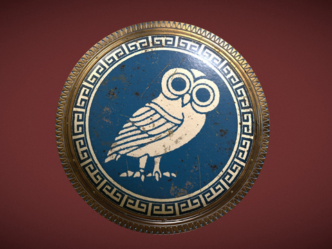 Owl Round Shield Athens Shield Anime Props