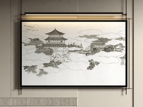 New Chinese Architectural Painting Art Painting Decorative Painting Hanging Painting