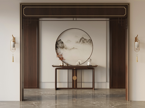 New Chinese-style Duan Jing Tai Hallway Case on Landscape Wall