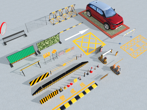 Road facilities, roadblocks, traffic equipment