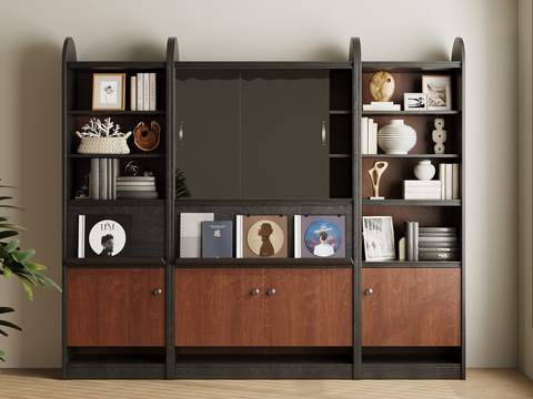 Antique Bookcase Storage Cabinet