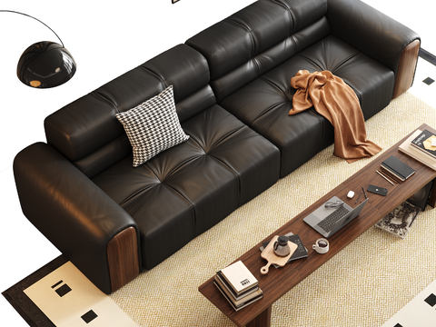 Modern Double Sofa Leather Sofa