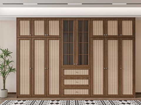 Middle Style Wardrobe Rattan Wardrobe