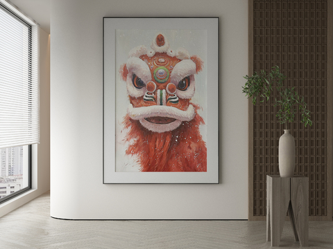 New Chinese Decorative Painting Festive Hanging Painting Lion Dance Hanging Painting