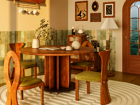 Middle style dining table and chair