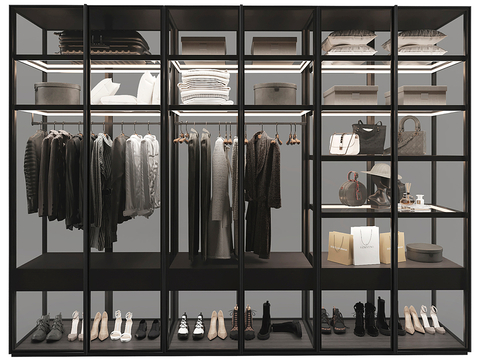 Modern Glass Wardrobe Multi-function Wardrobe