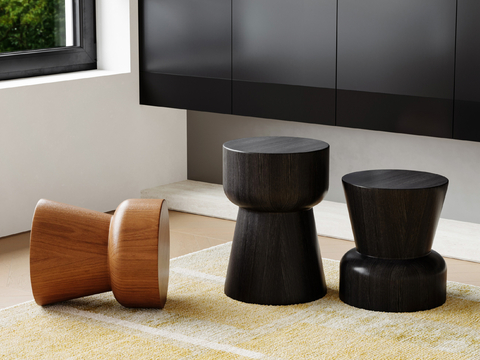 Modern Solid Wood Round Stool