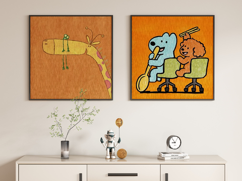 Modern cartoon painting hanging painting animal painting