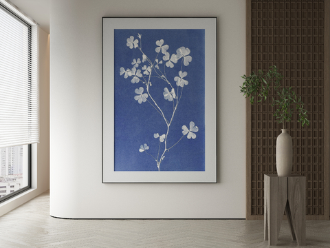 New Chinese Decorative Painting Blue Hanging Painting Flower Painting