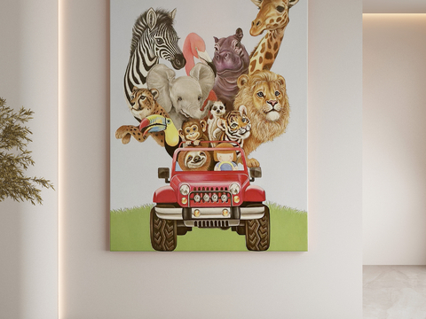 Modern Decorative Painting Animal Hanging Painting Cartoon Hanging Painting