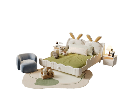 Modern kids Bed Daughter Bed Cartoon Rabbit