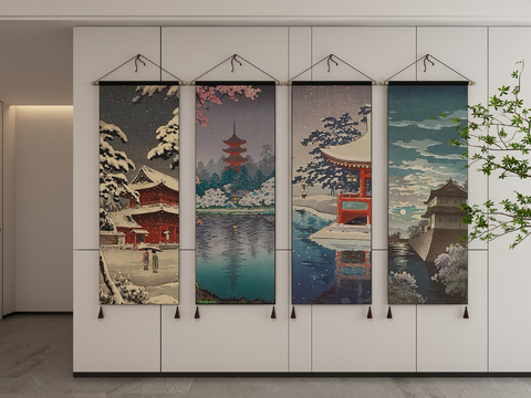 Japanese-style decorative painting scroll painting hanging painting