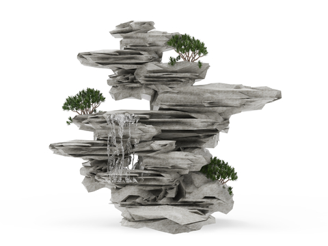 Outdoor landscape rockery flowing water