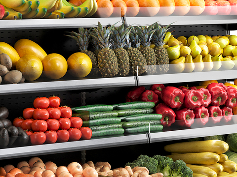 Vegetables and fruits fresh supermarket refrigerated container