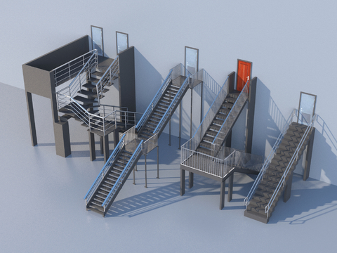 outdoor steel frame staircase fireproof staircase