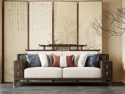 New Chinese-style double sofa