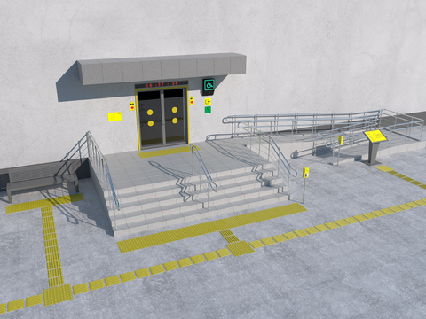 Outdoor Steps Disabled Ramp Public Facilities