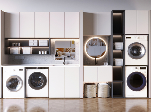 Cream Style Laundry Cabinet Balcony Cabinet