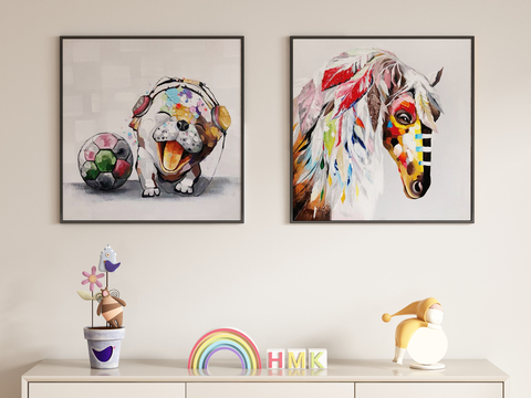 cartoon painting animal painting hanging picture