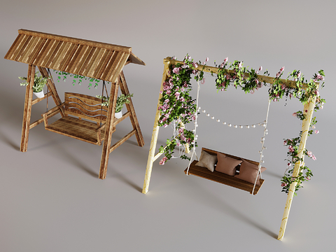 Outdoor swing rocking chair solid wood cradle hanging basket swing chair