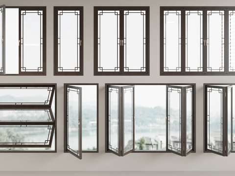 New Chinese-style windows, casement windows, single-opening windows, folding windows