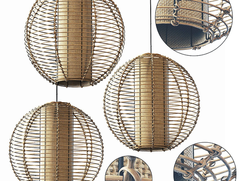 Neo-Chinese Style Woven Chandelier Round Chandelier Bamboo Chandelier